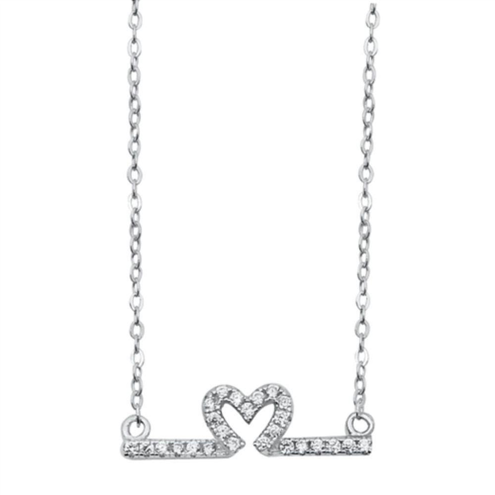 Sterling Silver Heart Line Necklace