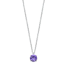 Load image into Gallery viewer, Sterling Silver Amethyst CZ Solitaire Necklace