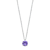 Sterling Silver Amethyst CZ Solitaire Necklace