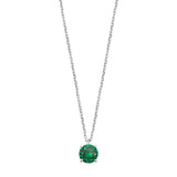 Sterling Silver Emerald CZ Solitaire Necklace