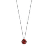 Sterling Silver Garnet CZ Solitaire Necklace