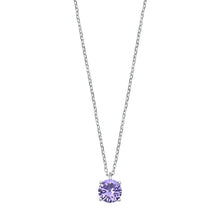 Load image into Gallery viewer, Sterling Silver Lavender CZ Solitaire Necklace