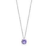 Sterling Silver Lavender CZ Solitaire Necklace