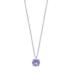 Sterling Silver Lavender CZ Solitaire Necklace