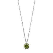 Load image into Gallery viewer, Sterling Silver Peridot CZ Solitaire Necklace