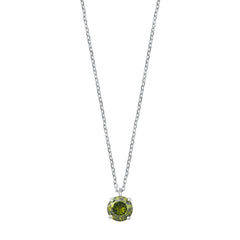 Sterling Silver Peridot CZ Solitaire Necklace