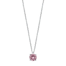Load image into Gallery viewer, Sterling Silver Pink CZ Solitaire Necklace