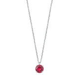 Sterling Silver Ruby CZ Solitaire Necklace