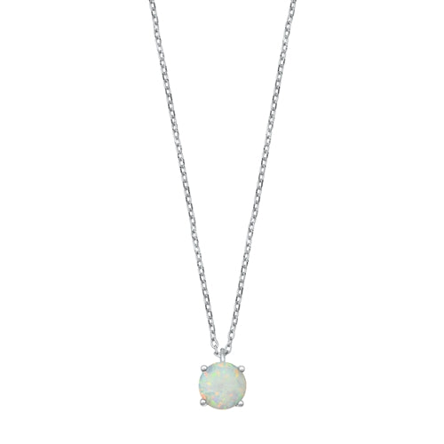Sterling Silver White Lab Opal Necklace