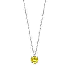 Load image into Gallery viewer, Sterling Silver Yellow CZ Solitaire Necklace