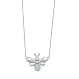 Sterling Silver Firefly White Lab Opal Necklace