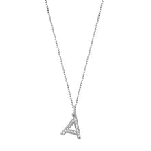 Load image into Gallery viewer, Sterling Silver Clear CZ A Initial Necklace