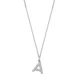 Sterling Silver Clear CZ A Initial Necklace