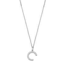 Load image into Gallery viewer, Sterling Silver Clear CZ C Initial Necklace