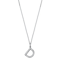Load image into Gallery viewer, Sterling Silver Clear CZ D Initial Necklace