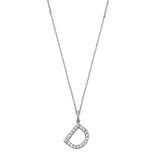 Sterling Silver Clear CZ D Initial Necklace