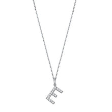 Load image into Gallery viewer, Sterling Silver Clear CZ E Initial Necklace