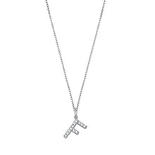 Load image into Gallery viewer, Sterling Silver Clear CZ F Initial Necklace