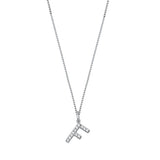 Sterling Silver Clear CZ F Initial Necklace