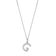 Load image into Gallery viewer, Sterling Silver Clear CZ G Initial Necklace