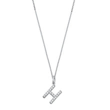 Load image into Gallery viewer, Sterling Silver Clear CZ H Initial Necklace