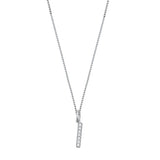 Sterling Silver Clear CZ I Initial Necklace