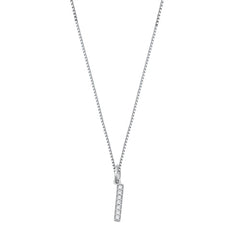 Sterling Silver Clear CZ I Initial Necklace