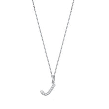 Load image into Gallery viewer, Sterling Silver Clear CZ J Initial Necklace