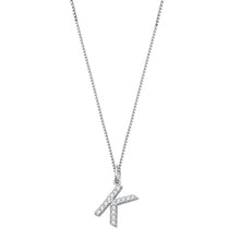 Load image into Gallery viewer, Sterling Silver Clear CZ K Initial Necklace