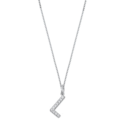 Sterling Silver Clear CZ L Initial Necklace