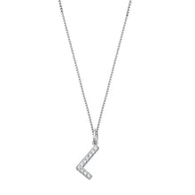 Load image into Gallery viewer, Sterling Silver Clear CZ L Initial Necklace