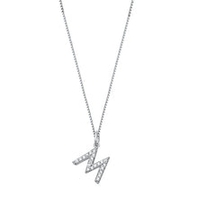 Load image into Gallery viewer, Sterling Silver Clear CZ M Initial Necklace