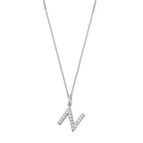 Sterling Silver Clear CZ N Initial Necklace