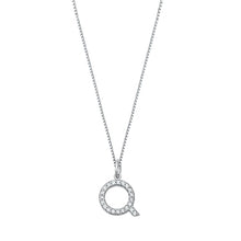 Load image into Gallery viewer, Sterling Silver Clear CZ Q Initial Necklace