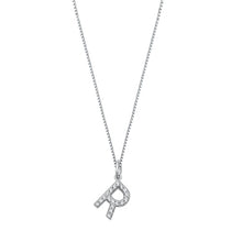 Load image into Gallery viewer, Sterling Silver Clear CZ R Initial Necklace