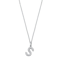 Load image into Gallery viewer, Sterling Silver Clear CZ S Initial Necklace