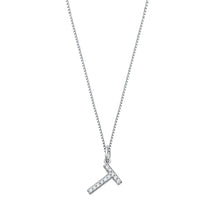 Load image into Gallery viewer, Sterling Silver Clear CZ T Initial Necklace