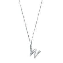 Load image into Gallery viewer, Sterling Silver Clear CZ W Initial Necklace