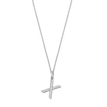 Load image into Gallery viewer, Sterling Silver Clear CZ X Initial Necklace