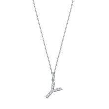 Load image into Gallery viewer, Sterling Silver Clear CZ Y Initial Necklace