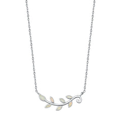 Sterling Silver White Lab Opal Tree Branch Necklace