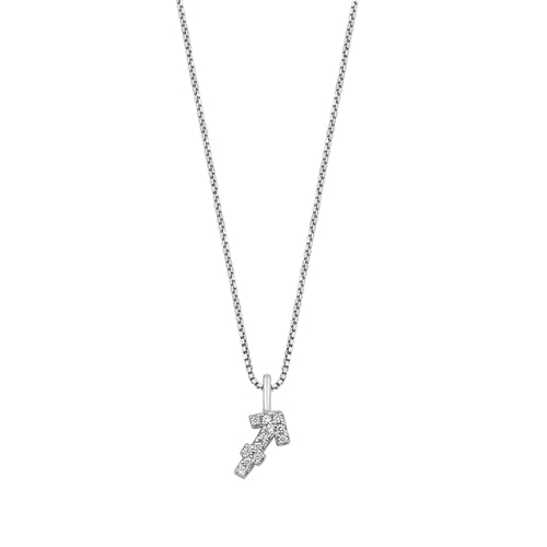 Sterling Silver Rhodium Plated Sagittarius Clear CZ Zodiac Sign Necklace