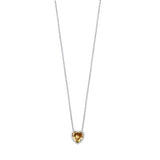 Sterling Silver Rhodium Plated Heart Champagne CZ Solitaire Necklace