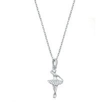 Load image into Gallery viewer, Sterling Silver Rhodium Plated Ballerina CZ Necklace