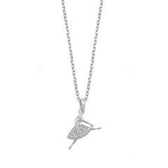 Sterling Silver Rhodium Plated Ballerina Necklace Length-16+2inches Extension, Charm Height-13.4mm