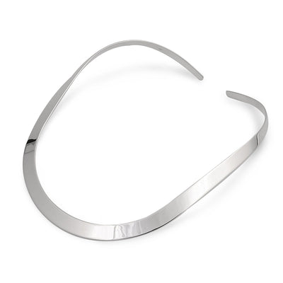 Sterling Silver Flat Thick 10mm Choker Necklace