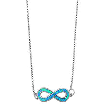 Load image into Gallery viewer, Sterling Silver Italian Blue Lab Opal Infinity Necklaces