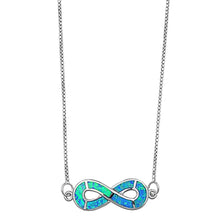 Load image into Gallery viewer, Sterling Silver Italian Blue Lab Opal Infinity Necklaces