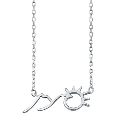 Sterling Silver  Mountains and Sunset Necklace