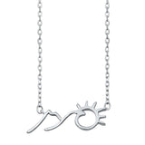 Sterling Silver  Mountains and Sunset Necklace